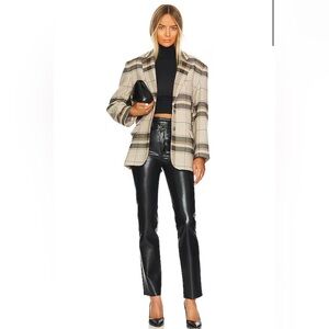 NWT Agolde Recycled Black Leather Criss Cross Straight Pants, size 28